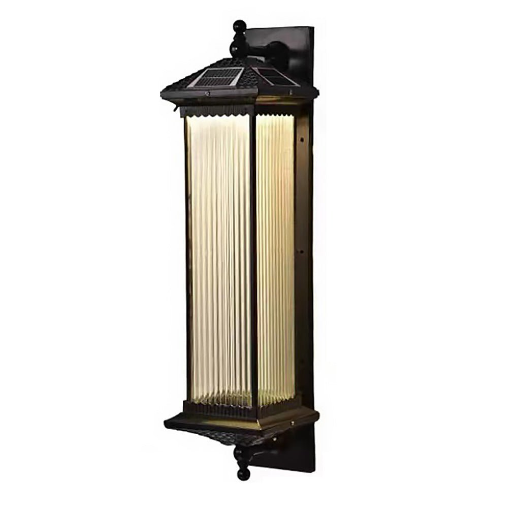 Solar Outdoor Wall Lamp - Striped Glass Waterproof Lighting