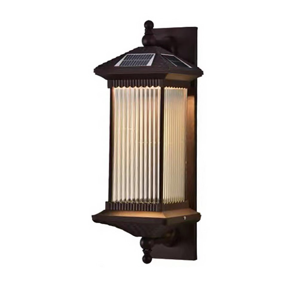 Solar Outdoor Wall Lamp - Striped Glass Waterproof Lighting