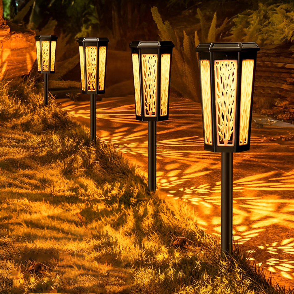 Solar Stake Light Patterned Shadow Pathway Light - Outdoor Garden LED Accent Lighting for Walkways and Landscaping