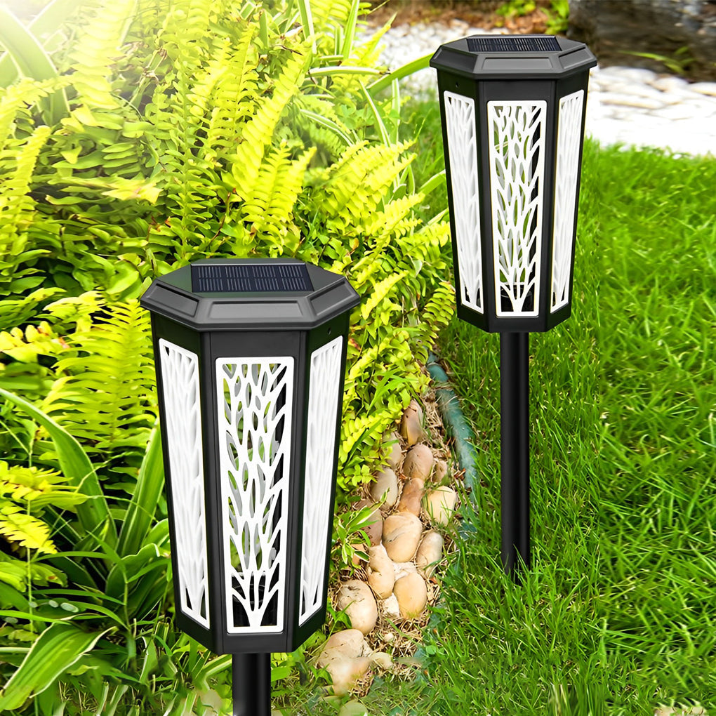 Solar Stake Light Patterned Shadow Pathway Light - Outdoor Garden LED Accent Lighting for Walkways and Landscaping
