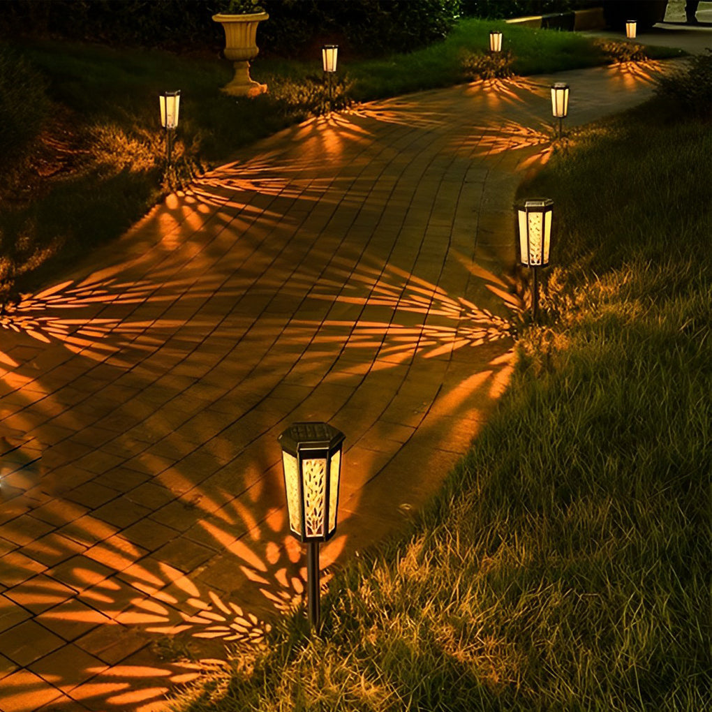 Solar Stake Light Decorative Shadow Pathway Lighting