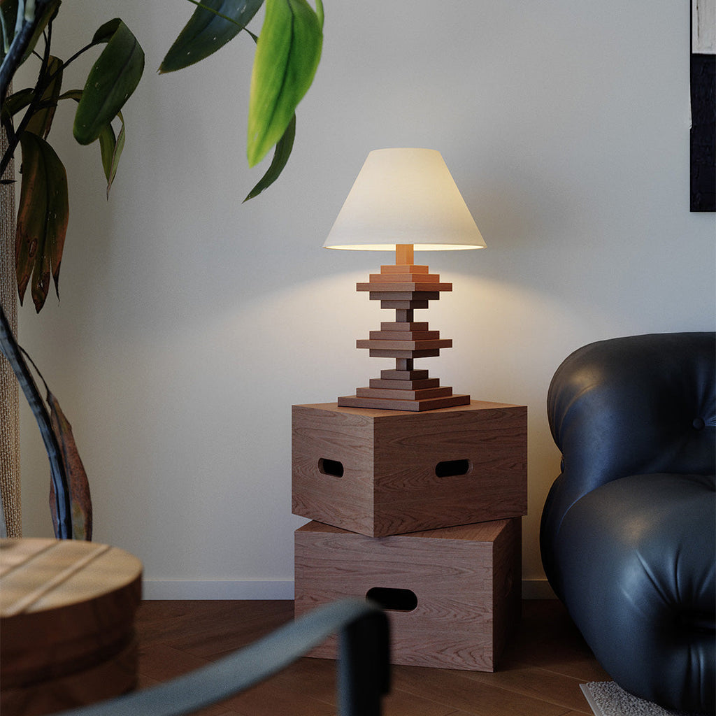 Solid Wood Table Lamp - American Retro Full-Spectrum Lighting