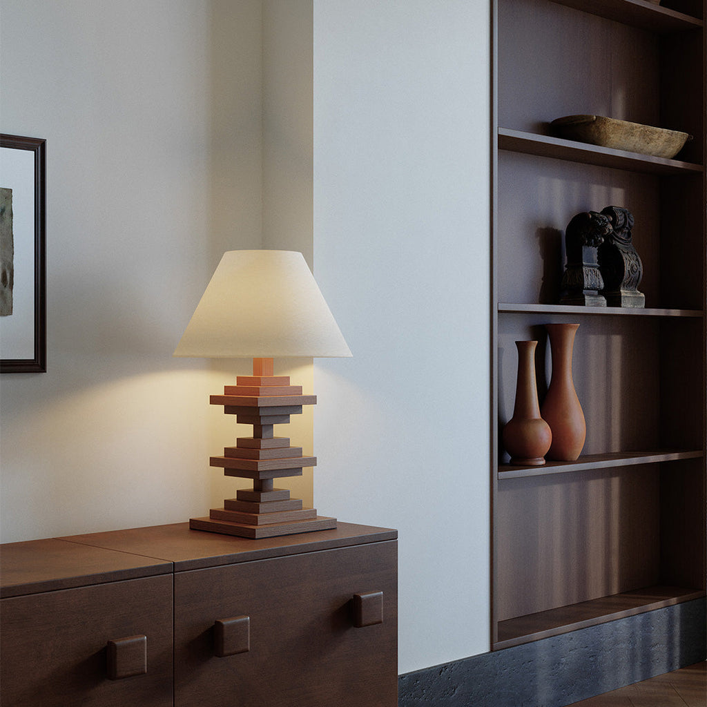 Solid Wood Table Lamp - American Retro Full-Spectrum Lighting