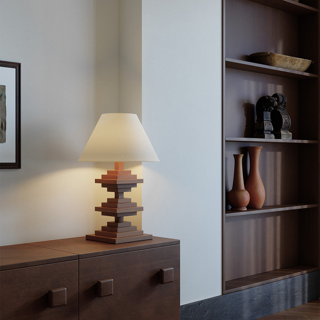 Solid Wood Table Lamp - American Retro Full-Spectrum Lighting