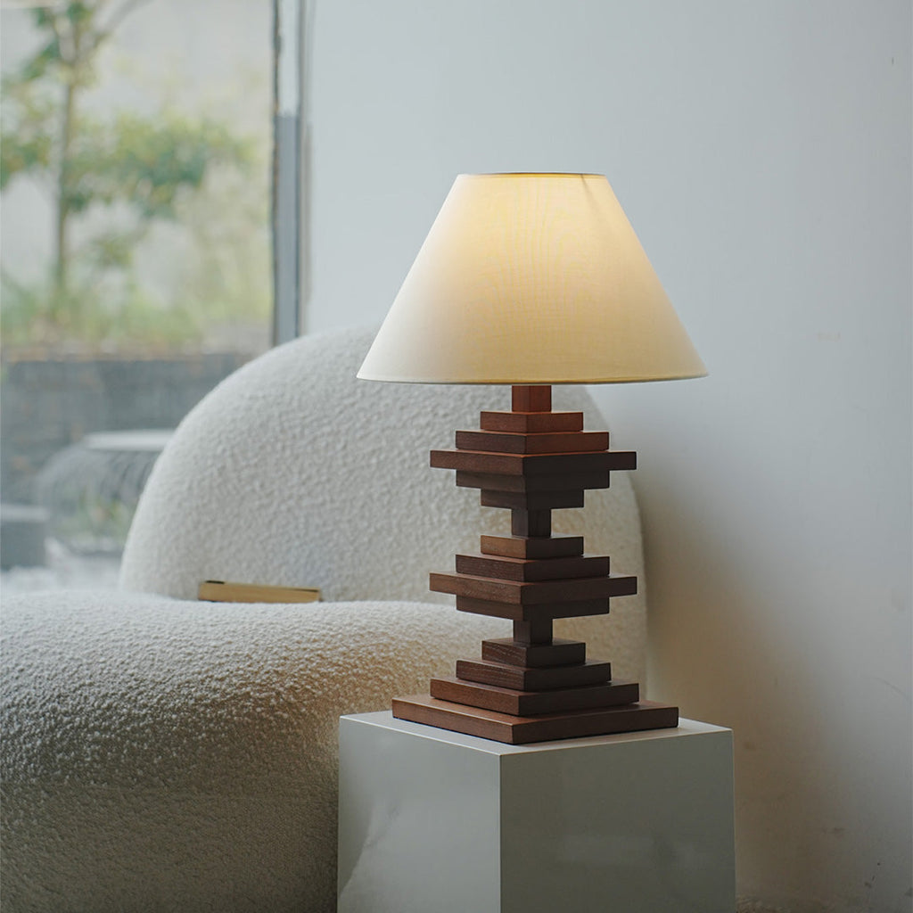 Solid Wood Table Lamp - American Retro Full-Spectrum Lighting