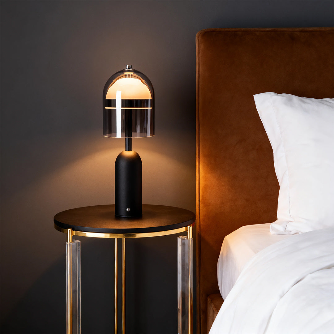 Italian Minimalist Glass Shade Table Lamp - Elegant Ambient Light for Home Decor