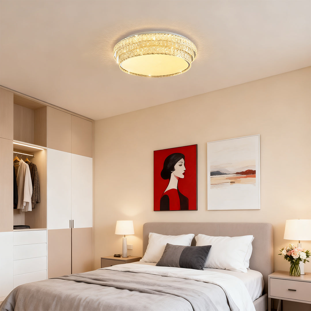 Flush Mounted LED Crystal Lamp - Luxury Eye-Protecting Light Fixture