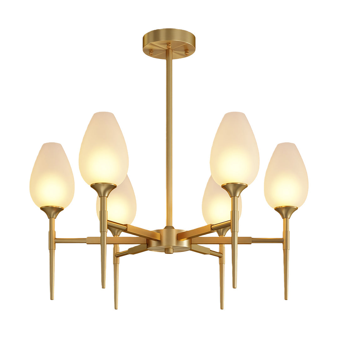 Modern Brass Glass Chandelier Luxury Ceiling Light Minimalist Design