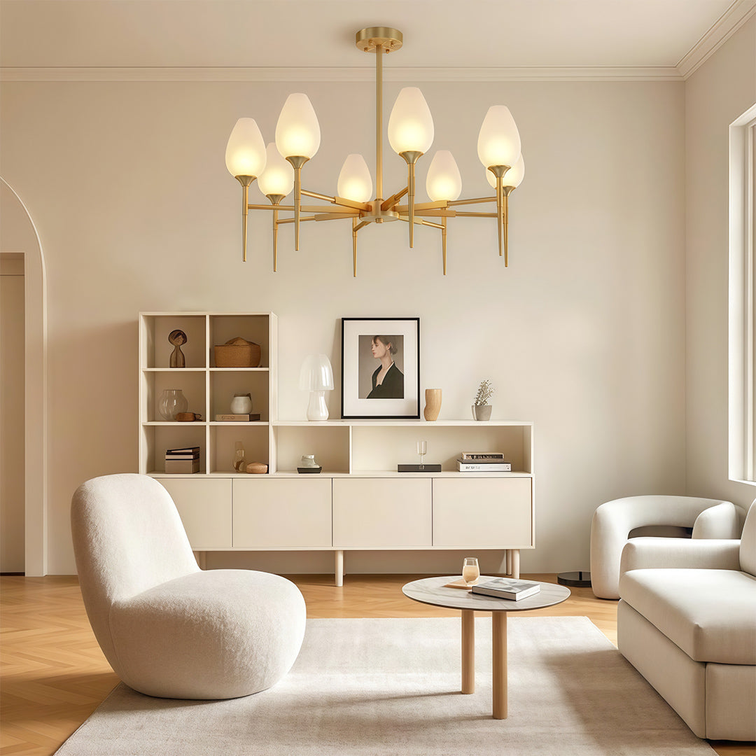 Modern Brass Glass Chandelier Luxury Ceiling Light Minimalist Design
