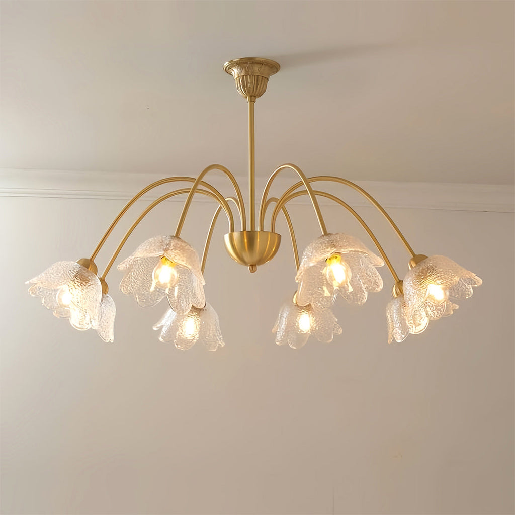 French Style Glass Shades Flower Chandelier Clear Ceiling Light