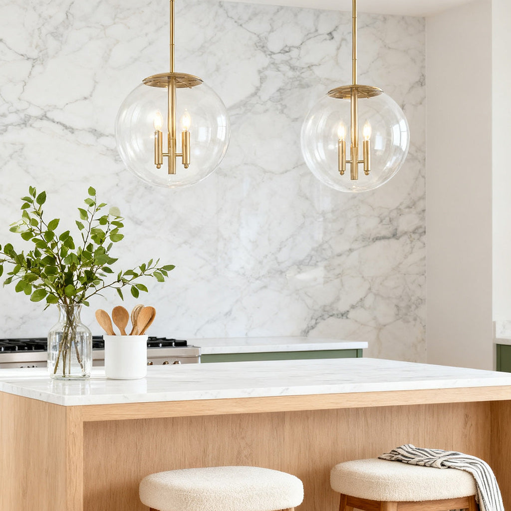 Clear Globe Pendant Light - Elegant Transparent Glass Ceiling Fixture