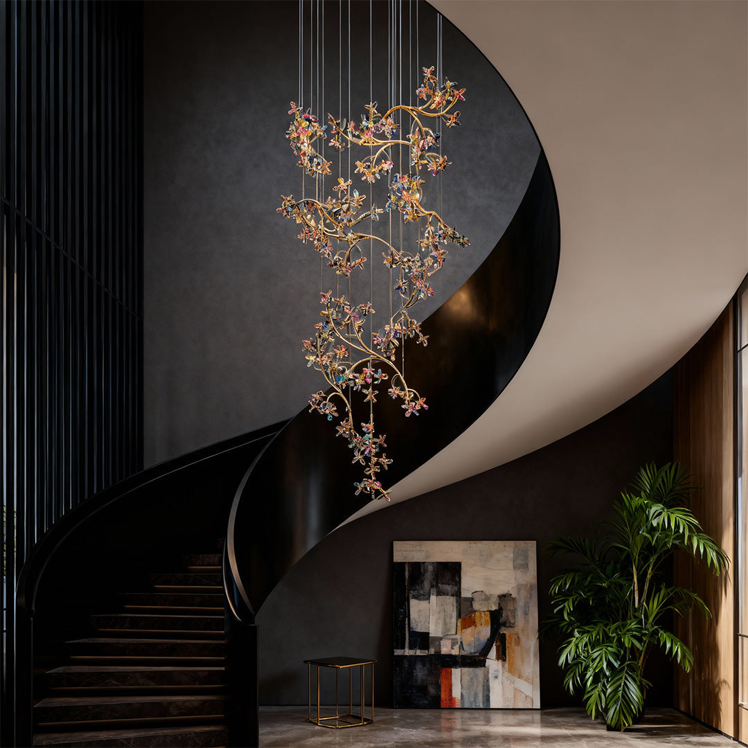 Modern Crystal Rotating Ceiling Chandelier for Staircase