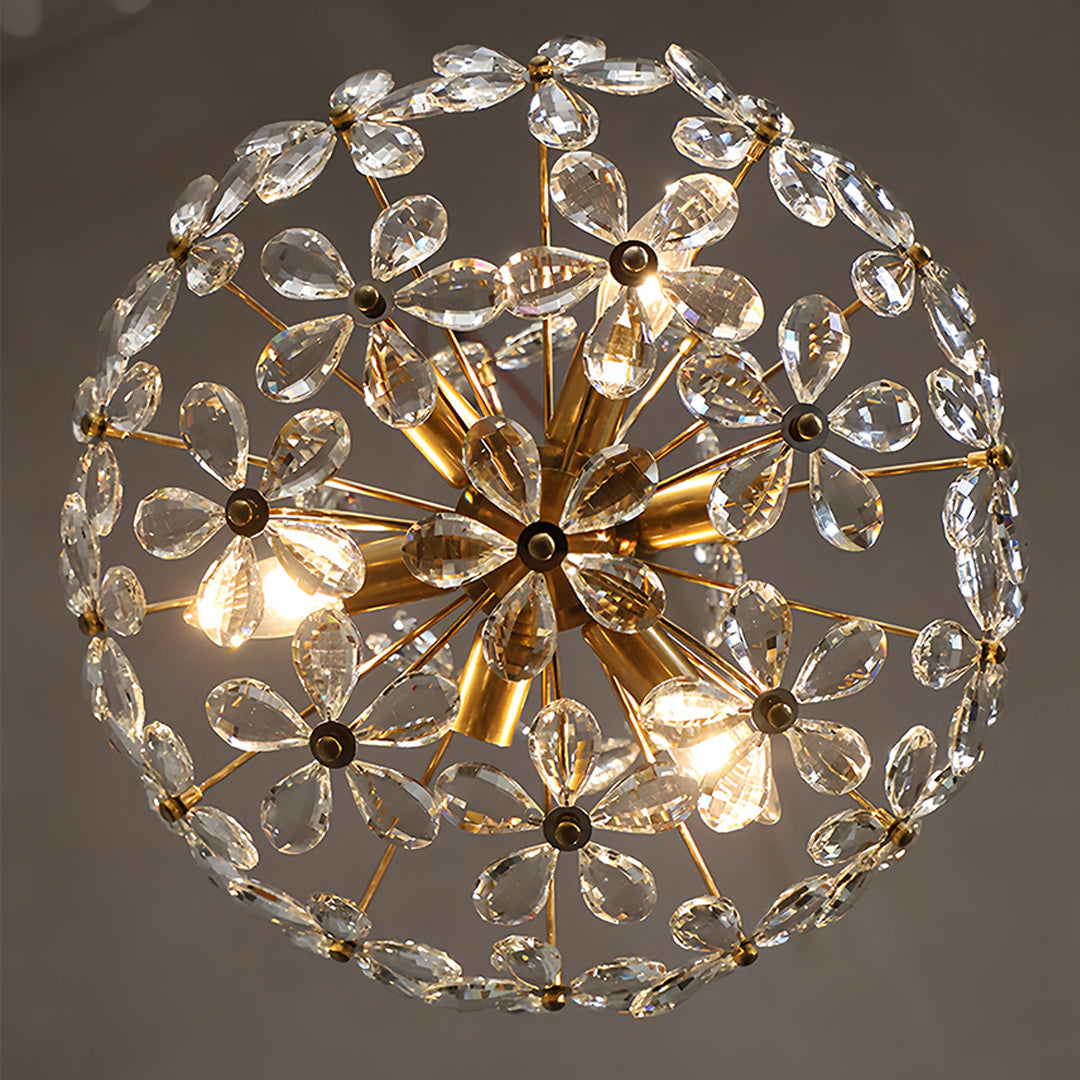 Crystal Flower Chandelier | Vintage Floral Ceiling Light | Elegant Home Decor