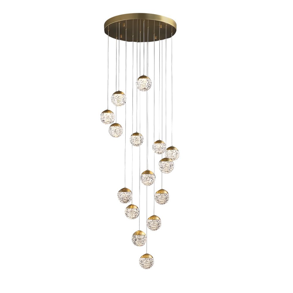 Spiral Pineapple Glass Ball Chandelier - LED Hanging Ceiling Lights for Stairs