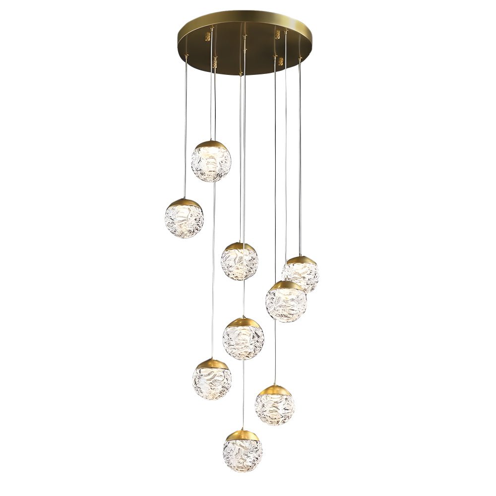 Spiral Pineapple Glass Ball Chandelier - LED Hanging Ceiling Lights for Stairs