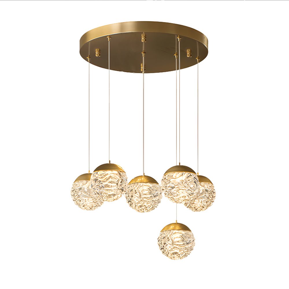 Spiral Pineapple Glass Ball Chandelier - LED Hanging Ceiling Lights for Stairs