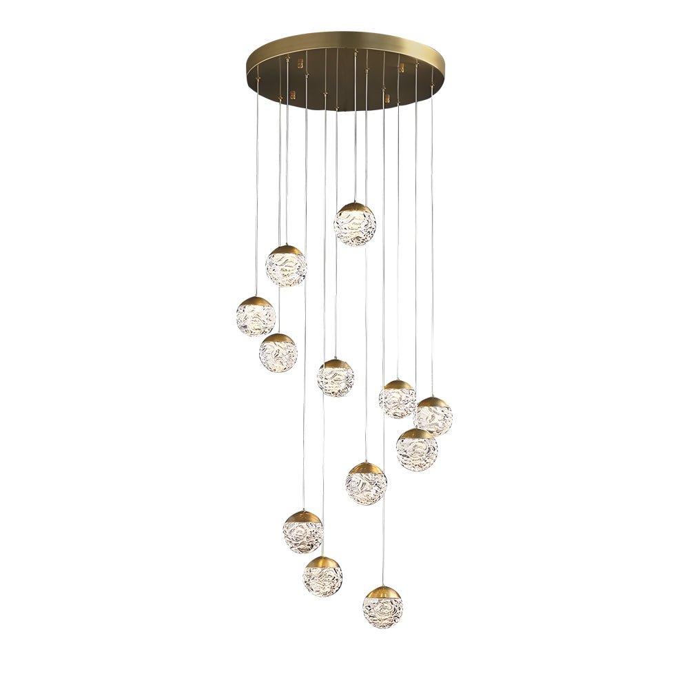 Spiral Pineapple Glass Ball Chandelier - LED Hanging Ceiling Lights for Stairs