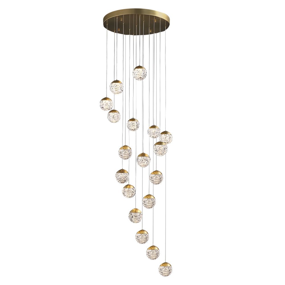 Spiral Pineapple Glass Ball Chandelier - LED Hanging Ceiling Lights for Stairs