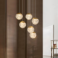 Spiral Pineapple Glass Ball Chandelier - LED Hanging Ceiling Lights for Stairs
