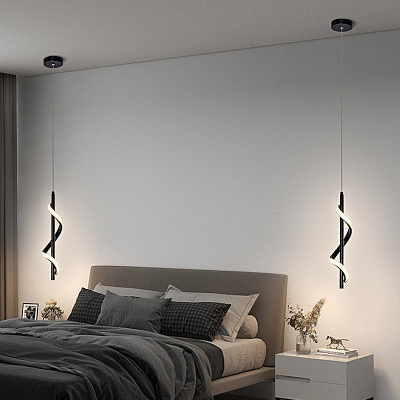 Spiral Strips Dimming LED Black Modern Wall Pendant Light