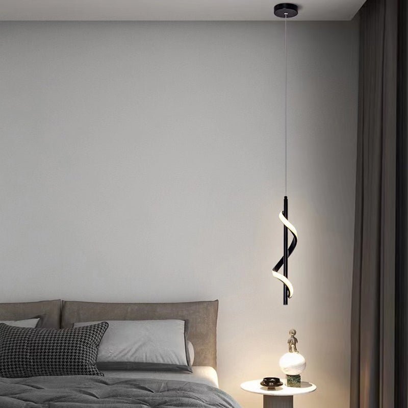 Spiral Strips Dimming LED Black Modern Wall Pendant Light