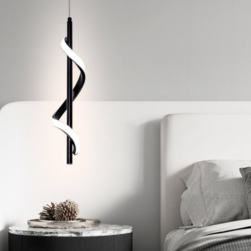 Spiral Strips Dimming LED Black Modern Wall Pendant Light