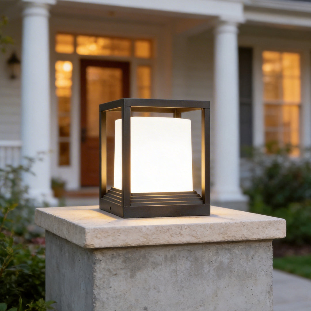 Minimalist Square Waterproof LED Garden Pedestal Light