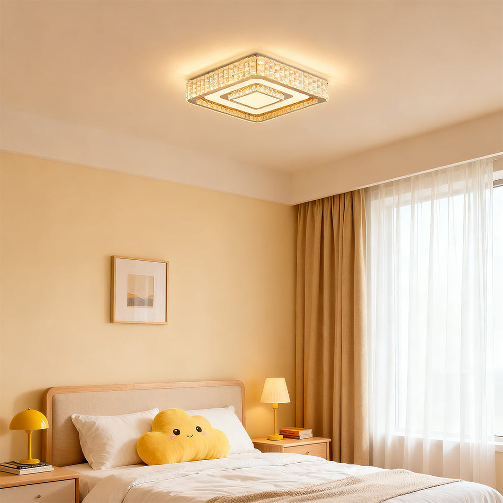 Modern Luxury Crystal Flush Mount LED Light Fixture