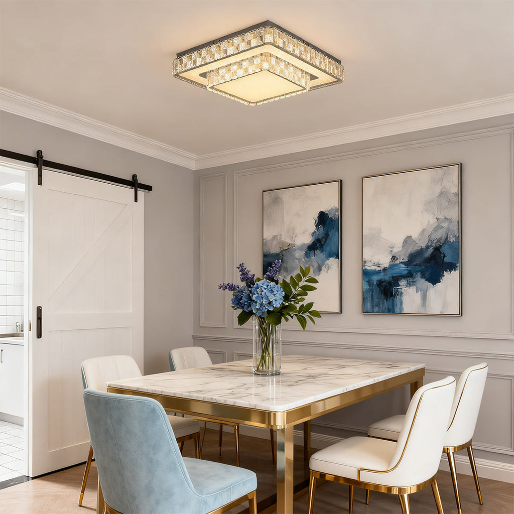 Flush Mount LED Crystal Ceiling Light - Modern Minimalist Luxury Lamp