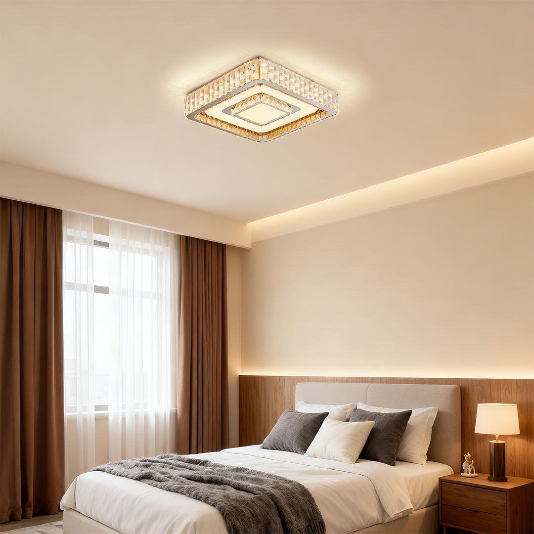 Modern Luxury Crystal Flush Mount LED Light Fixture