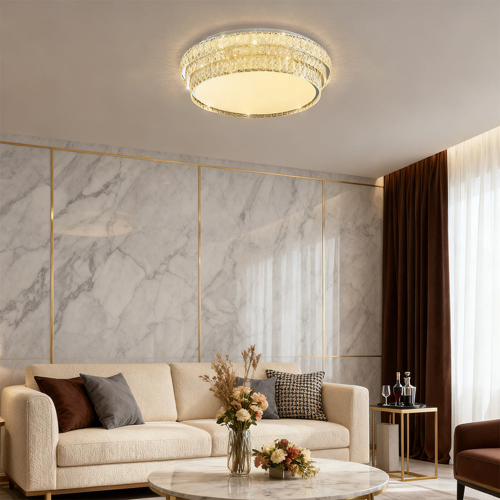 Flush Mounted LED Crystal Lamp - Luxury Eye-Protecting Light Fixture