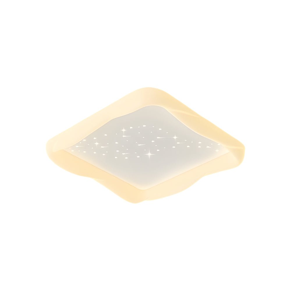 Square Dimmable Milky White Modern Ceiling Light - 3 Step Brightness Adjustment, Star Decor