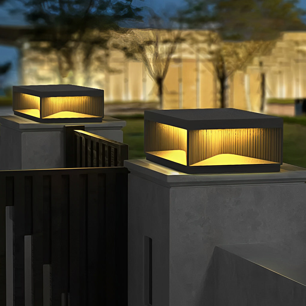 Square Outdoor Pillar Lights - Decorative LED Stripe Lighting