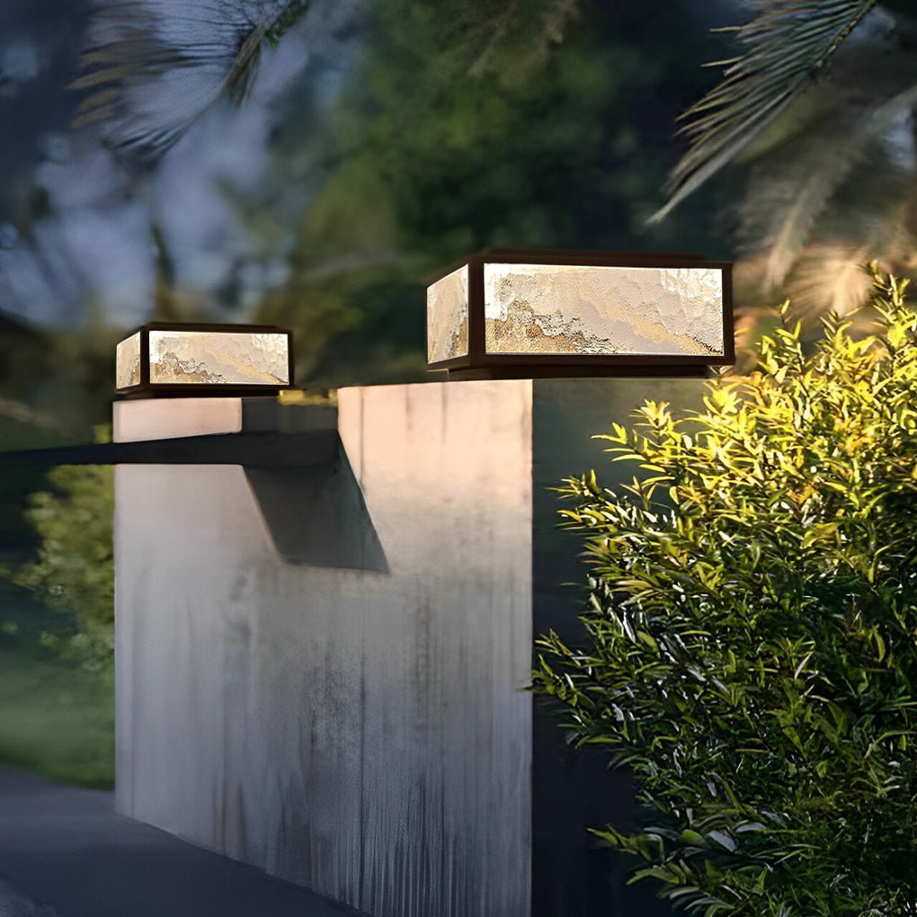 Modern Square Outdoor Pillar Lights - LED Waterproof Garden Lighting