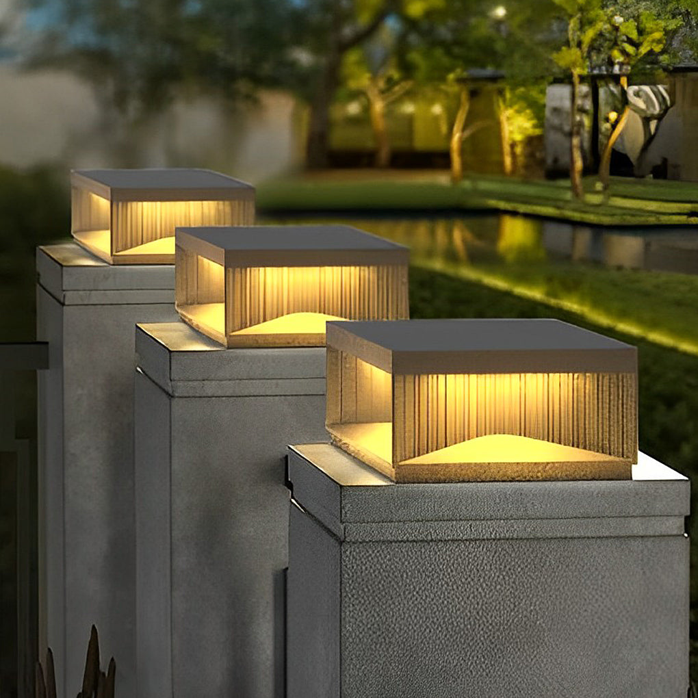 Square Outdoor Pillar Lights - Decorative LED Stripe Lighting