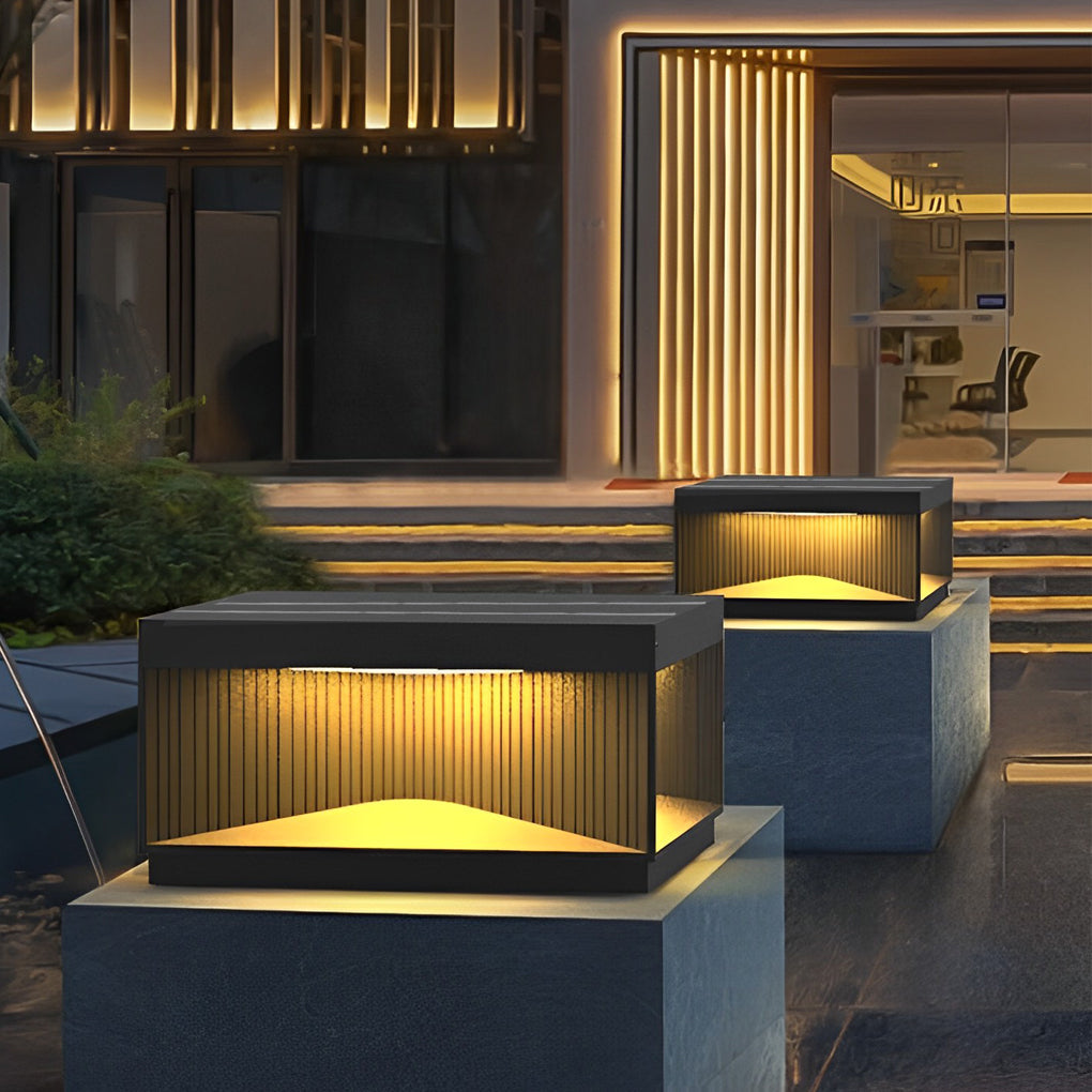 Square Outdoor Pillar Lights - Decorative LED Stripe Lighting
