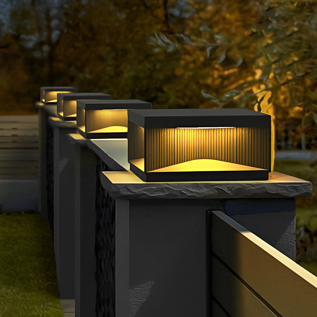 Square Outdoor Pillar Lights - Decorative LED Stripe Lighting
