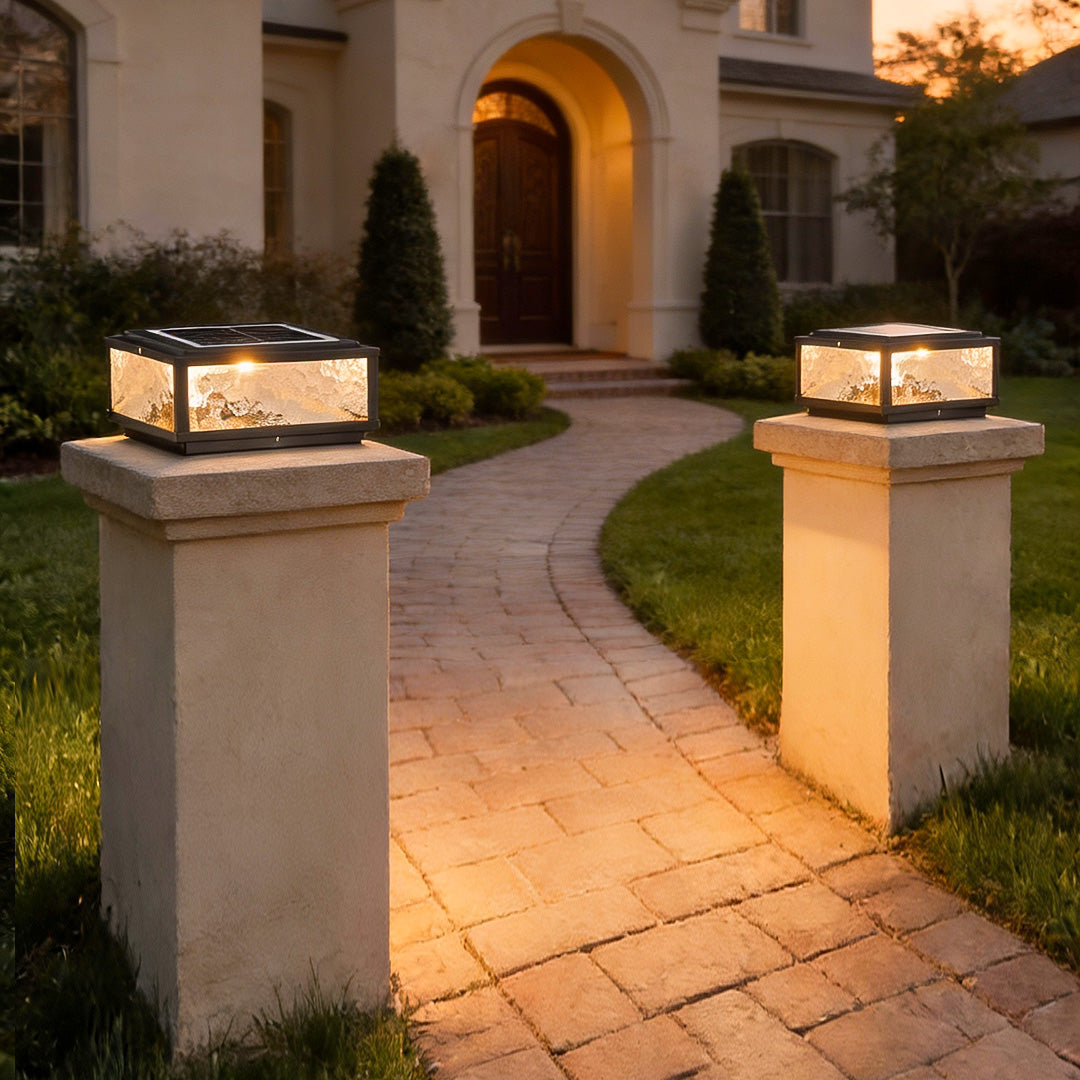 Modern Square Outdoor Pillar Lights - LED Waterproof Garden Lighting