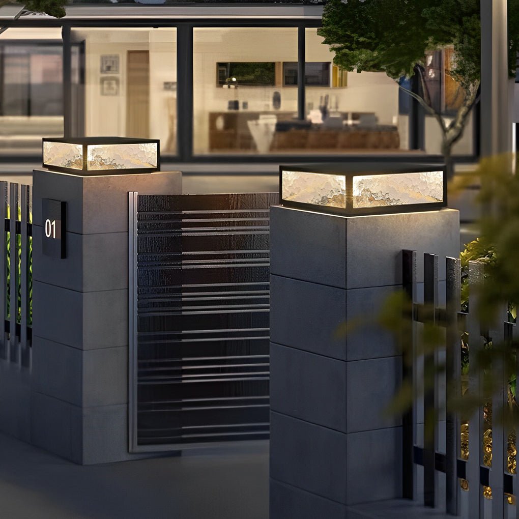 Modern Square Outdoor Pillar Lights - LED Waterproof Garden Lighting