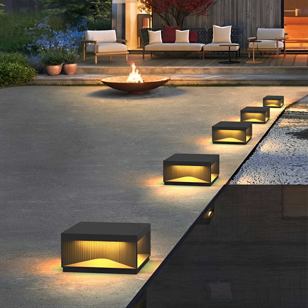 Square Outdoor Pillar Lights - Decorative LED Stripe Lighting