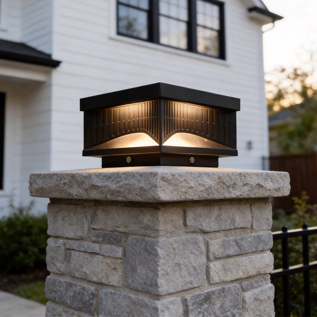 Square Outdoor Pillar Lights - Decorative LED Stripe Lighting