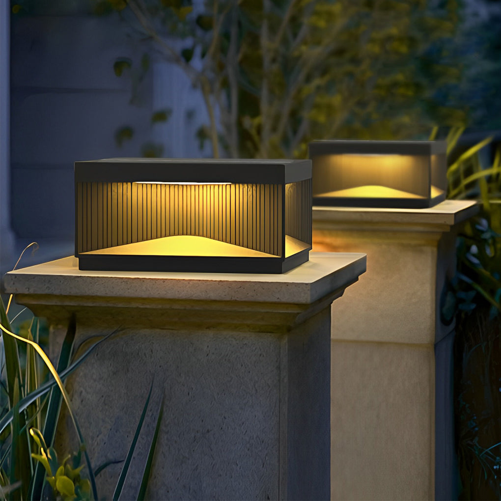 Square Outdoor Pillar Lights - Decorative LED Stripe Lighting