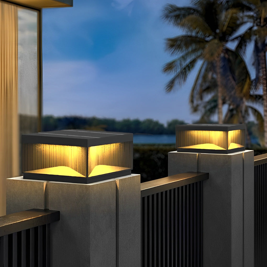 Square Outdoor Pillar Lights - Decorative LED Stripe Lighting