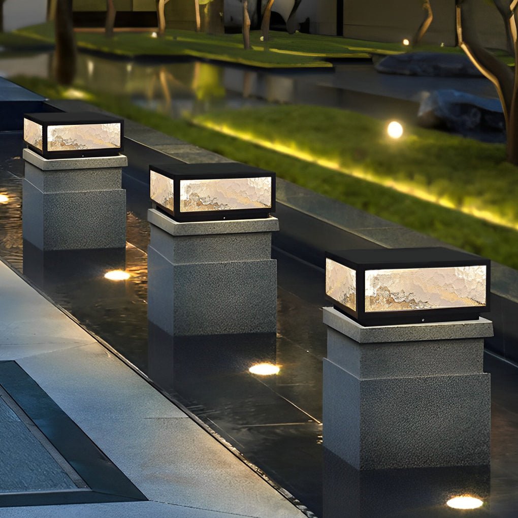 Modern Square Outdoor Pillar Lights - LED Waterproof Garden Lighting