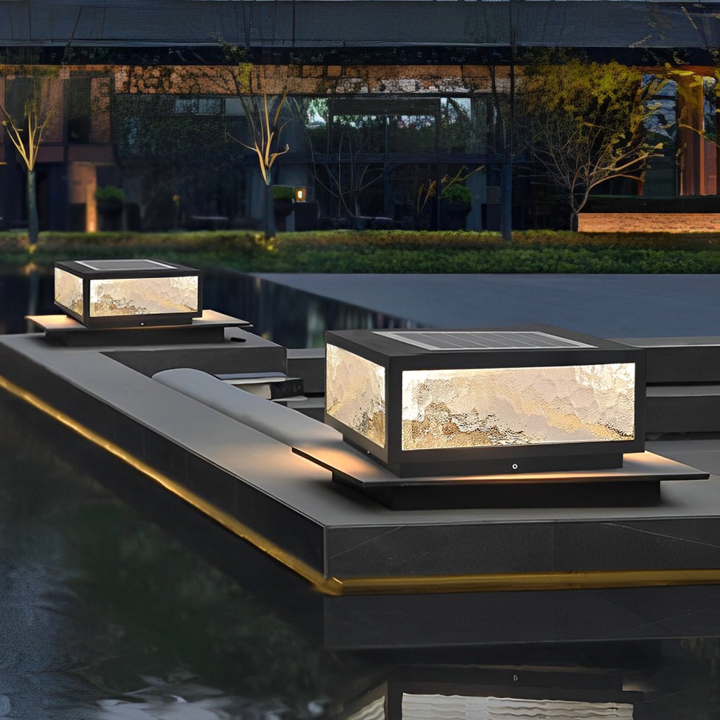 Modern Square Outdoor Pillar Lights - LED Waterproof Garden Lighting