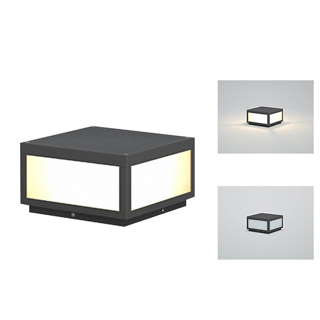 Square Black LED Outdoor Pillar Light Fixture