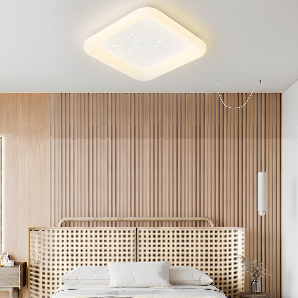 Square Round Three Step Dimming LED Ceiling Light Fixture - Milky White Modern Design