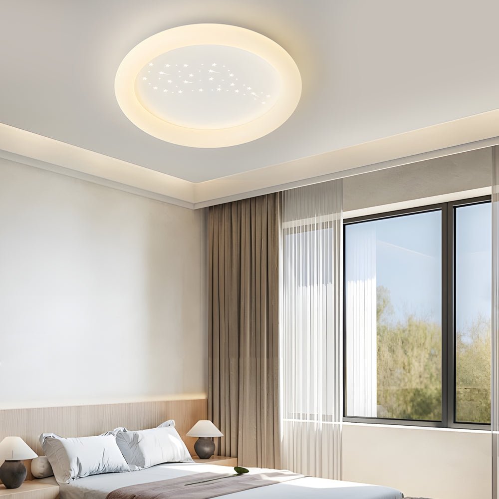 Square Round Three Step Dimming LED Ceiling Light Fixture - Milky White Modern Design