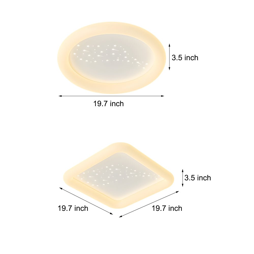 Square Round Three Step Dimming LED Ceiling Light Fixture - Milky White Modern Design
