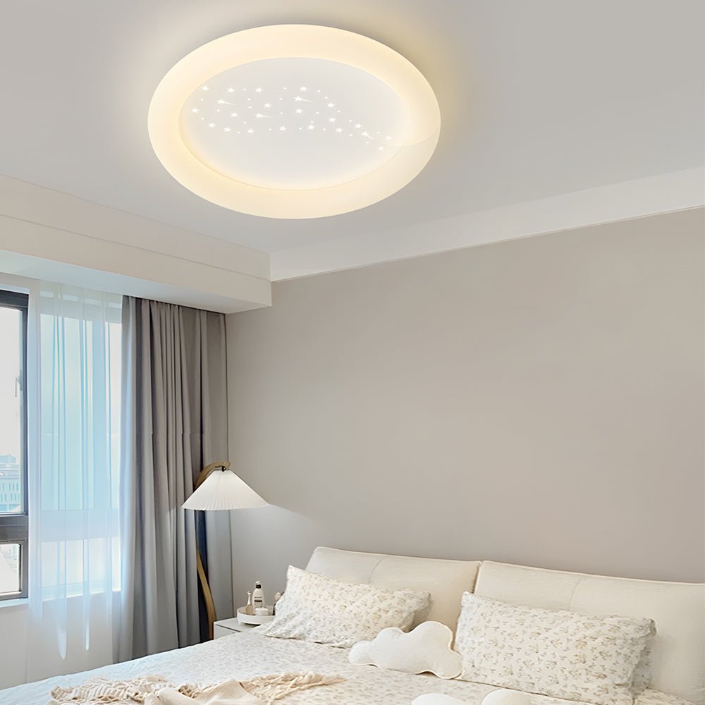 Square Round Three Step Dimming LED Ceiling Light Fixture - Milky White Modern Design